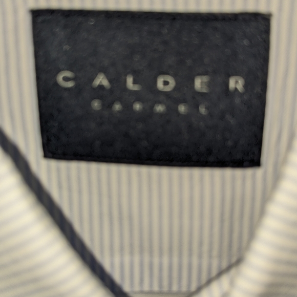 Calder Carmel cotton fine gray pinstripe hidden button down collar size XXL - Picture 7 of 10